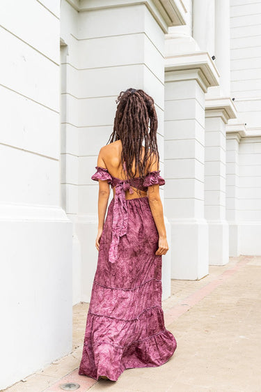 Vestido largo de seda Hibiscus Violeta